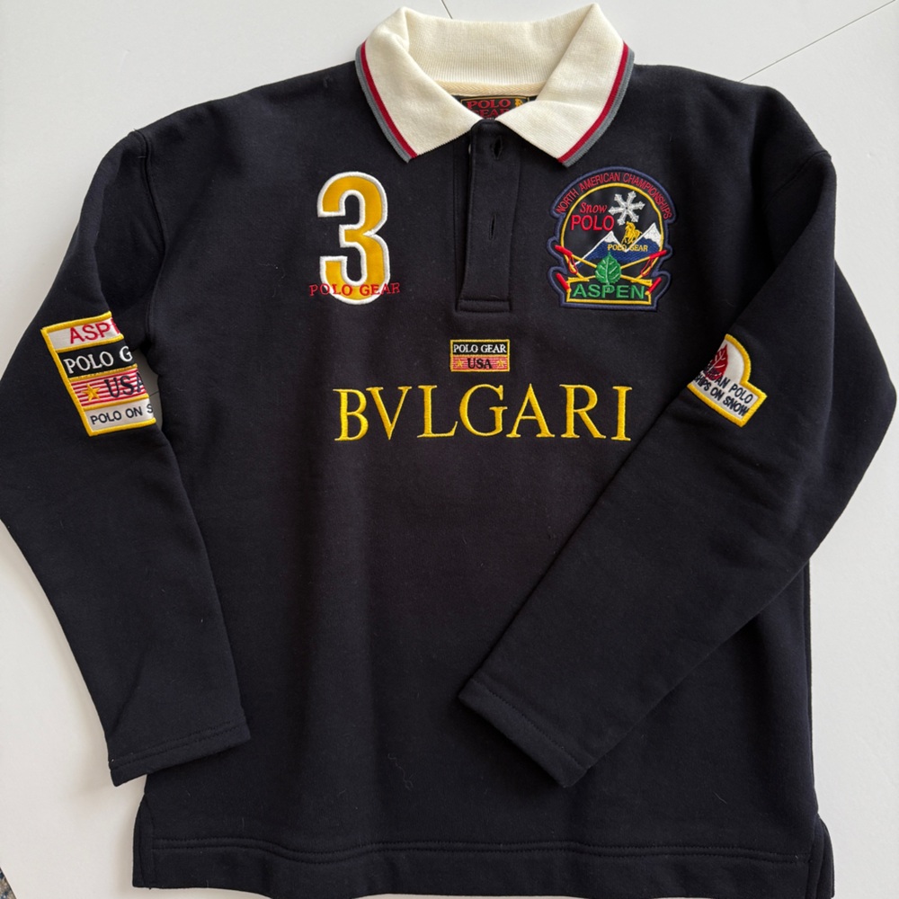 Bulgari Black Long Sleeve Polo Sweatshirt